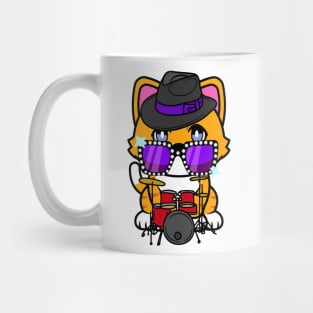 Funny orange cat is playing the drums Mug